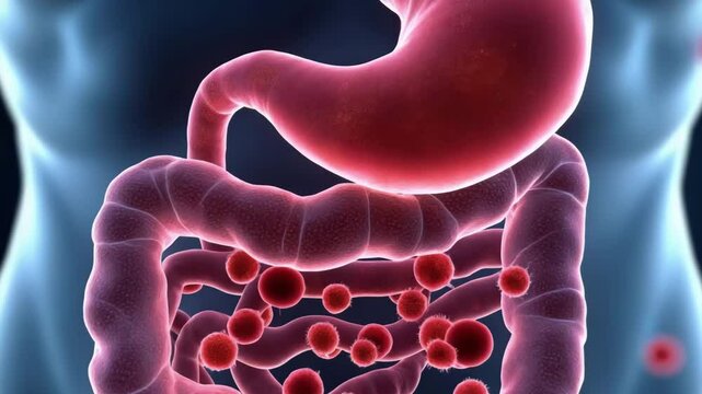 Helicobacter pylori concept ,Detailed Anatomy of Human Digestive System Stomach, Intestines, and Blood Circulation Health