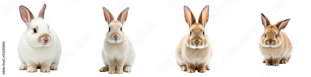 Aufkleber various adorable rabbits in different colors and sizes isolated on a transparent background arranged