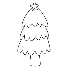 Xmas Tree Outline Art Cartoon Celebrate Celebration Christmas Conifer