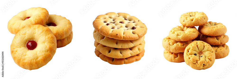 Poster assorted turkish style cookies displayed on a transparent background featuring different shapes and 