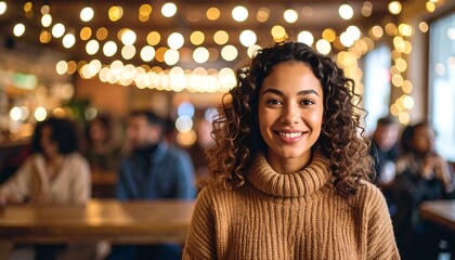 Woman smiling in a cafe (2)