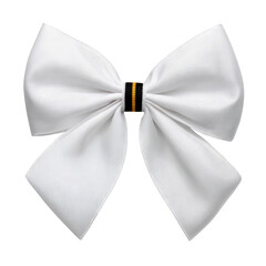 Elegant White Bow with Black and Yellow Stripe for Festive Decorations and Fashion Accessories