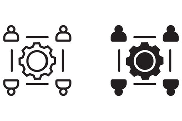Businesspeople with gears - vector icon sheet.