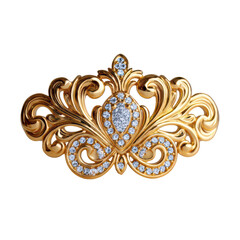 Elegant Gold Hair Clip with Sparkling Gemstone Ornament on Clean White Background