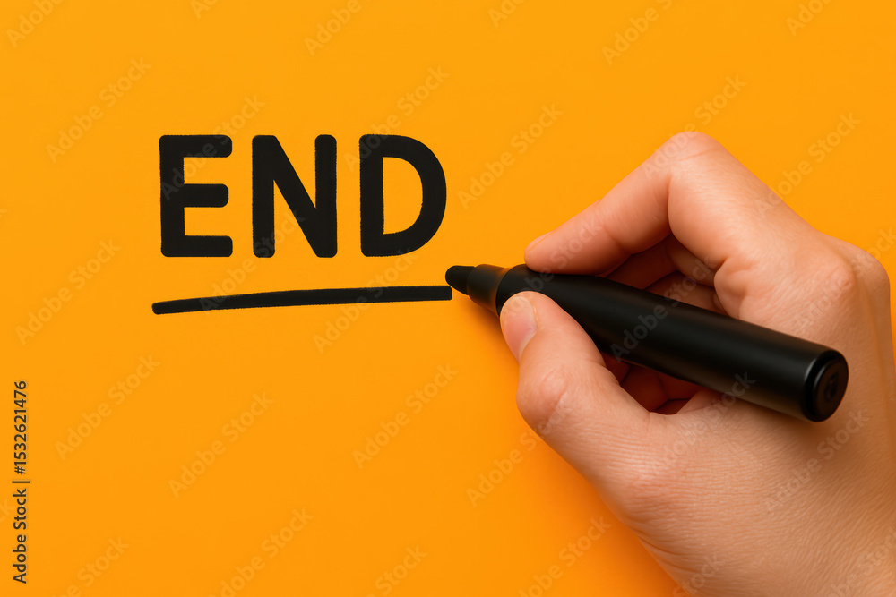 Poster a concept conclusion is written clearly with a marker on a bright surface symbolizing the final step