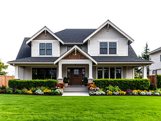 Elegant Residential House with Garden Lawn, Transparent PNG