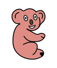 Pink Cartoon Koala Sitting Illustration
