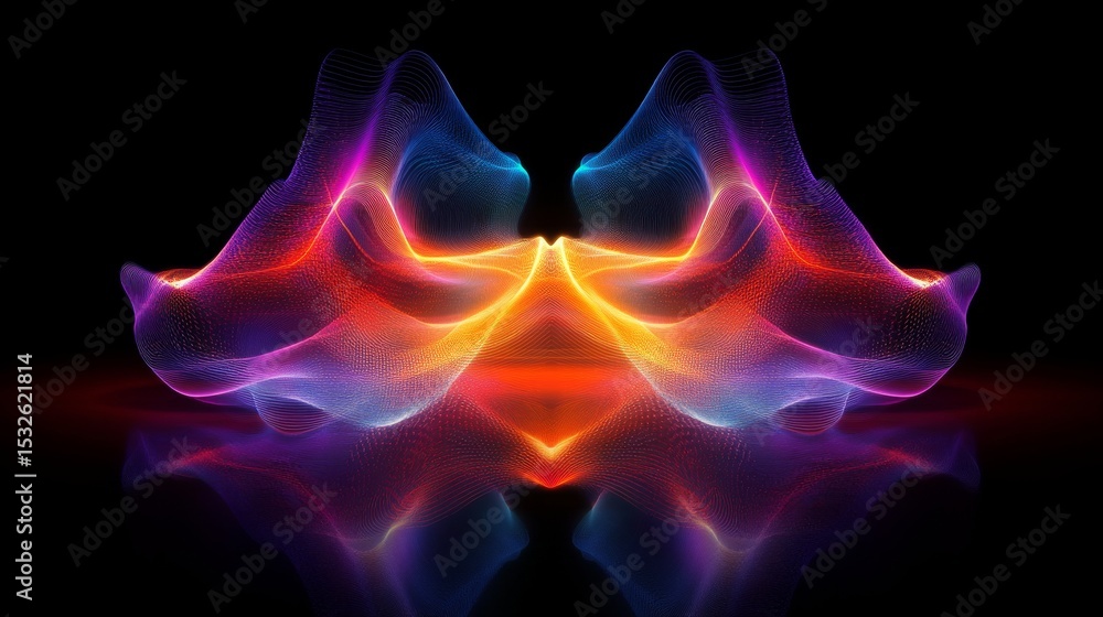 Poster dynamic athlete in motion against futuristic abstract background with glowing colorful lines, digita