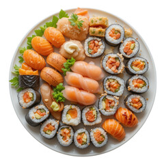 vibrant platter of sushi rolls featuring colorful maki and nigiri, perfect for sharing and enjoying with friends