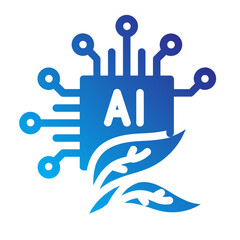 AI chip with leaf element, indicating eco-friendly and sustainable artificial intelligence.