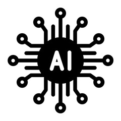 Microchip with artificial intelligence symbol indicating advanced AI circuits and digital processing.