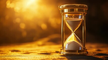 Golden Hourglass: Symbol of Time, Transience and Value, Concept for Time Management