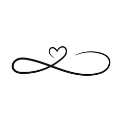 Love heart In the sign of infinity template. Heart sign of love is forever, Sign on postcard to Valentines day element, wedding print.