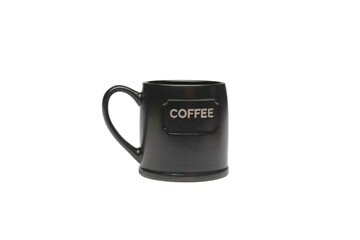 Isolated Black Mug with the Word Coffee on Front