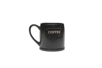 Isolated Black Mug with the Word Coffee on Front