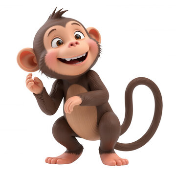 3d isolated cartoon monkey character transparent background fun and playful environment creative viewpoint