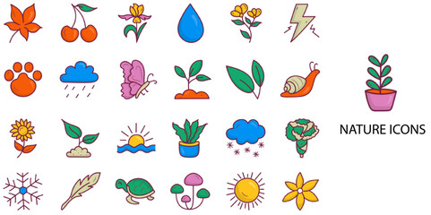 Obraz premium Music simple concept 24 color icons set. Vector illustration.