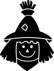Cute scarecrow head silhouette illustration.
Scarecrow face silhouette Flat Vector isolated.
Transparent background. SVG file.