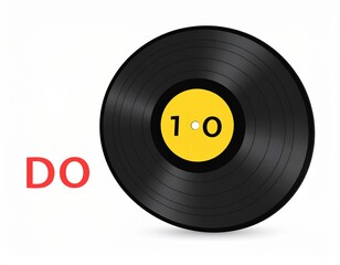 vinyl disc with yellow central label