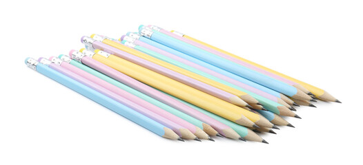 Many sharp graphite pencils isolated on white