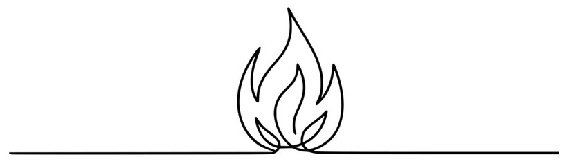 Single continuous line drawing of a flame