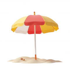 Obraz premium 3d isolated beach umbrella on transparent background summer vibes fun environment playful design