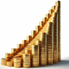 Golden Coin Staircase Representing Financial Growth. Ideal for use in posters, presentations