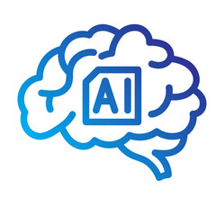 Brain with AI tag, representing artificial intelligence and deep learning processes.