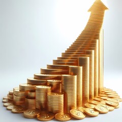 Golden Coin Staircase Representing Financial Growth. Ideal for use in posters, presentations
