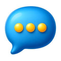 Blue speech bubble with three yellow dots isolated on transparent background