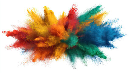 Abstract Rainbow Powder Cloud Explosion with Smooth Dispersion on Transparent Background

