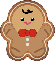 Red Bow Tie Gingerbread Man Cookie

