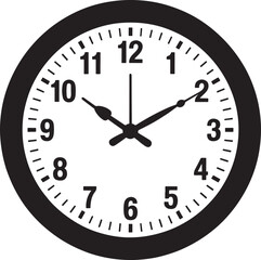Simple black and white clock face design.