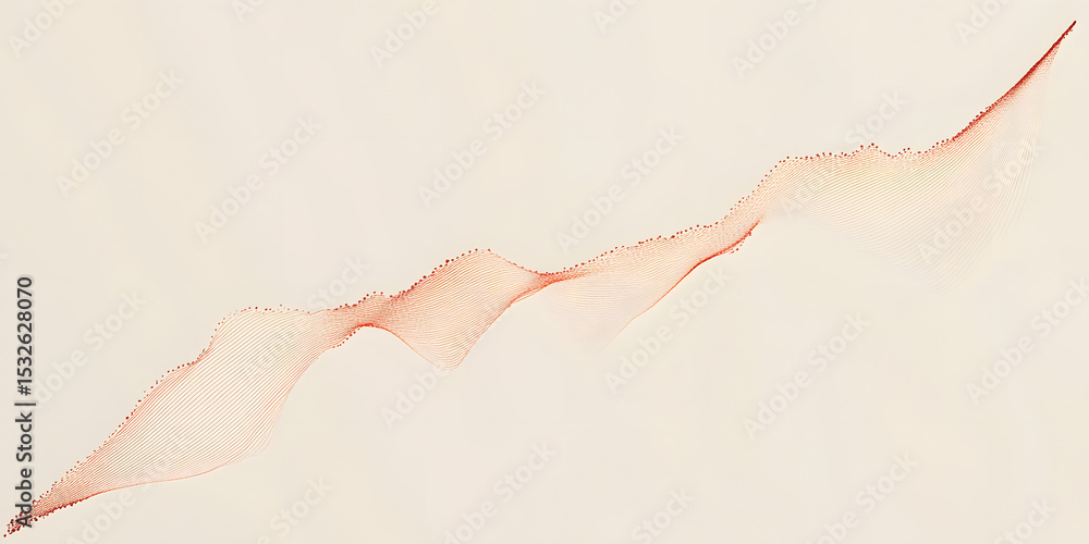 Poster a minimalist line graph dipping into a claw mark shape on neutral background