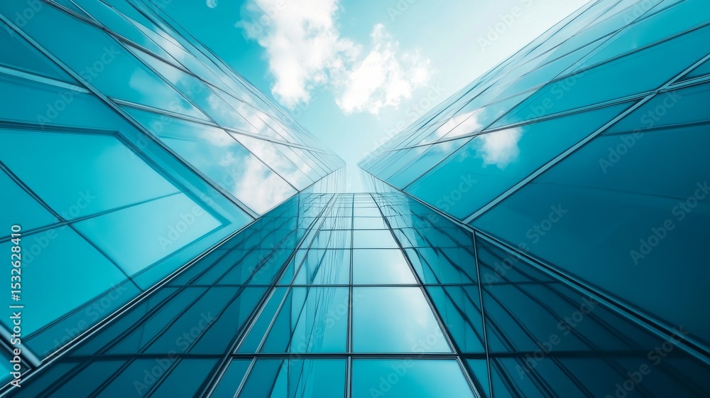Poster futuristic abstract digital cube structure resembling a high-tech building, modern 3d geometric back