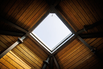 Rustic Wooden Bird Hide Interior, Long Valley Wetland Park, Hong Kong