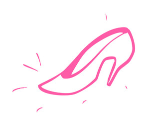 Minimalistic pink line art of a high heel shoe on white background. Sleek and stylish design perfect for fashion concepts and elegant illustrations.