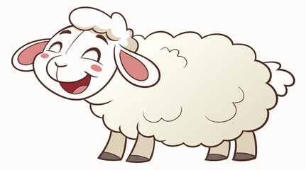 Obraz premium Adorable 3D Cartoon Sheep Smiling with Fluffy Wool – Kid-Friendly Animal Illustration