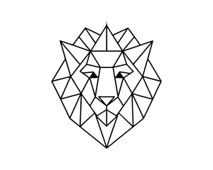 Geometric lion head low poly animal vector illustration