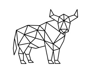 Geometric bull low poly cow vector illustration
