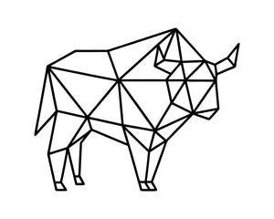 Geometric bull low poly cow vector illustration