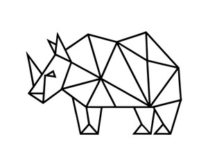 Geometric rhino vector illustration low poly animal design