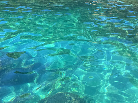 Turquoise sea crystal clear water surface.
