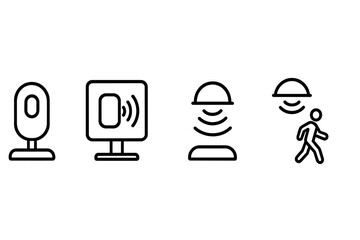 Smart sensor icons on gray background with person outline vector icon illustration
