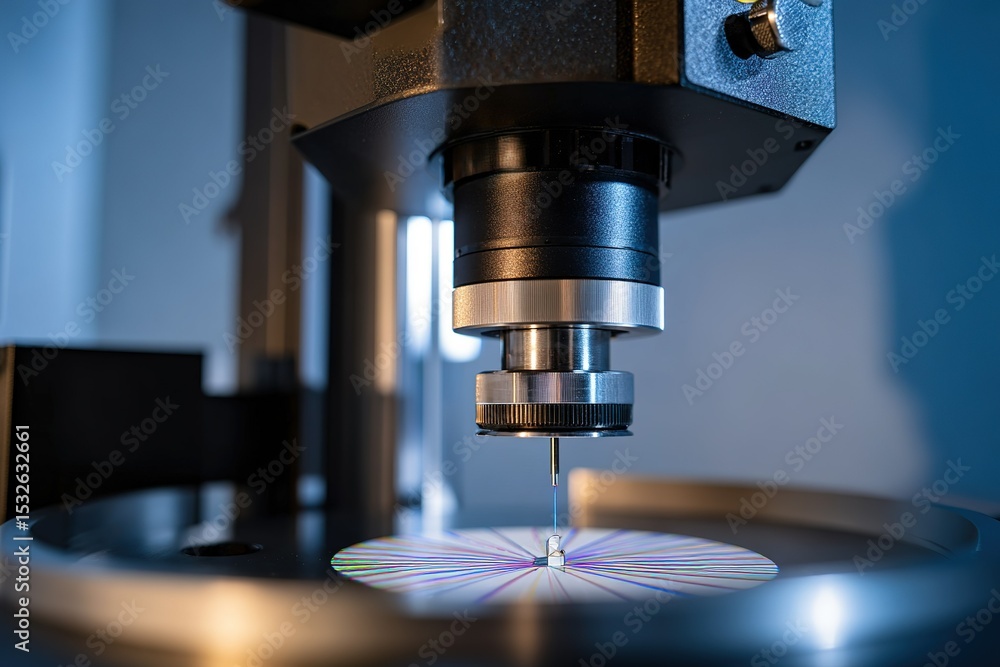 Poster precision measurement of a microchip sample using advanced optical equipment in a laboratory setting