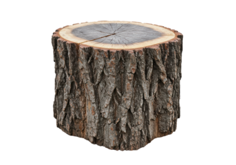 Isolated Tree Stump with Detailed Bark Texture