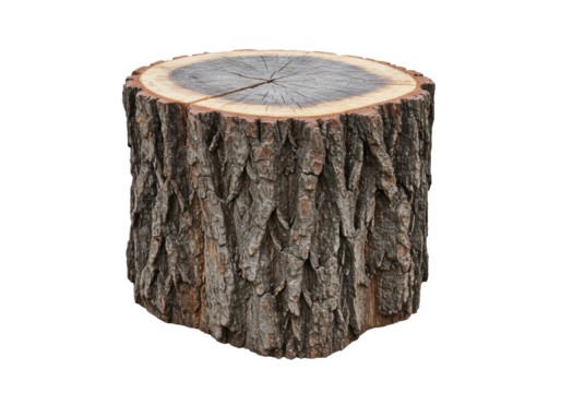 Isolated Tree Stump with Detailed Bark Texture