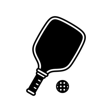Pickleball paddle icon with a simple and modern design for the sports element.Pickleball racket and paddle ball icon
