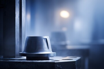 Metalworking in a modern factory showcases detailed craftsmanship in a highly controlled environment with fog and ambient lighting