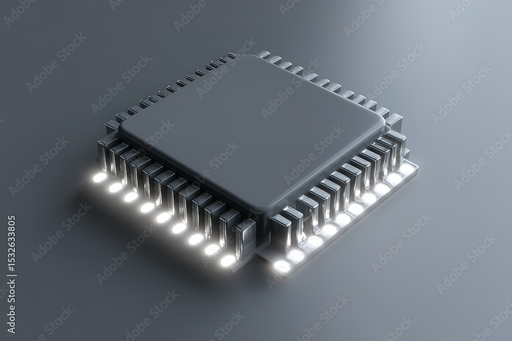 Poster modern computer chip showcasing innovative technology with illuminated connections on a sleek surfac